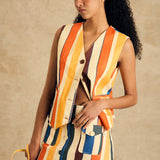 Sleeveless V-Neck Vest With Binding Detail