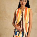 Sleeveless V-Neck Vest With Binding Detail