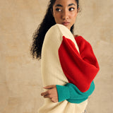 Color Block Sleeve Crew Neck Sweater