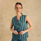 Sleeveless V-Neck Vest With Binding Detail