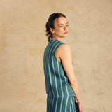 Sleeveless V-Neck Vest With Binding Detail