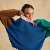 Color Block Sleeve Crew Neck Sweater