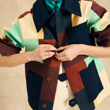 Colorblock Button-Up Jacket