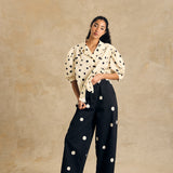 Cotton High Waisted Cropped Pant With Elasticband