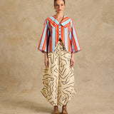 Wide-Leg Pants With Side Gathered Detail