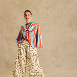Wide-Leg Pants With Side Gathered Detail