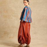 Wide-Leg Pants With Side Gathered Detail