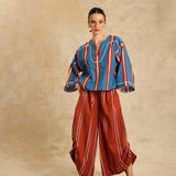 Wide-Leg Pants With Side Gathered Detail