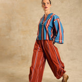 V Neck Blouse With Piping Detail