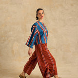 V Neck Blouse With Piping Detail
