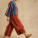 Wide-Leg Pants With Side Gathered Detail