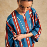V Neck Blouse With Piping Detail