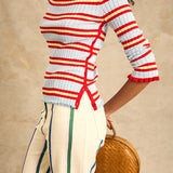 Horizental Striped Long Sleeve Knit Top