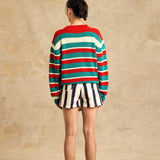 Color Block Sleeve Crew Neck Sweater