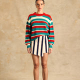 Color Block Sleeve Crew Neck Sweater