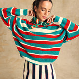 Color Block Sleeve Crew Neck Sweater