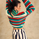 Color Block Sleeve Crew Neck Sweater