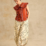 Wide-Leg Pants With Side Gathered Detail