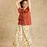 Wide-Leg Pants With Side Gathered Detail