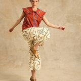 Wide-Leg Pants With Side Gathered Detail