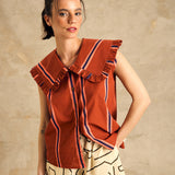 Ruffle Collar Sleeveless Shirt