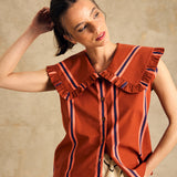 Ruffle Collar Sleeveless Shirt
