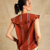 Ruffle Collar Sleeveless Shirt