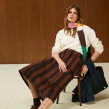 Cotton  High Waist Midi Skirt With Pocket Detail
