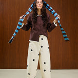 KNIT CARDIGAN WITH CONTRAST COLLAR AND CUFFS