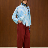 Cotton High Waisted Cropped Pant With Elasticband