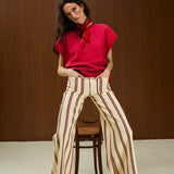 COTTON HIGH WAISTED FLARED PANT