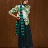 High Waist Cotton A Form Midi Skirt