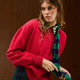 Solid Crew Neck Knit Sweater