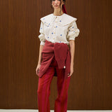 COTTON HIGH WAIST STRAIGHT LEG  PANT
