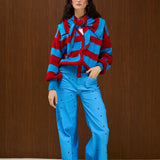 V NECK STRIPED KNIT CARDIGAN