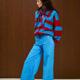 COTTON HIGH WAISTED FLARED PANTS
