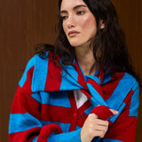 V NECK STRIPED KNIT CARDIGAN