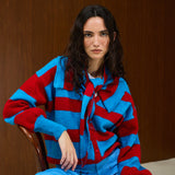 V NECK STRIPED KNIT CARDIGAN