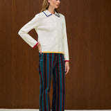 COTTON HIGH WAIST STRAIGHT LEG  PANT