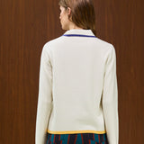 KNIT CARDIGAN WITH CONTRAST COLLAR AND CUFFS