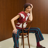 PRINTED CREW NECK KNIT VEST