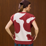 PRINTED CREW NECK KNIT VEST