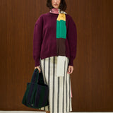 High Waist Cotton A Form Midi Skirt