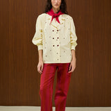 Cotton High Waist Straight Leg Pant