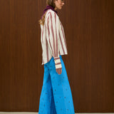 Cotton Round Neck Blouse With Back Button