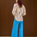 Cotton Round Neck Blouse With Back Button