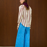 Cotton Round Neck Blouse With Back Button