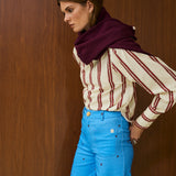 Cotton Round Neck Blouse With Back Button