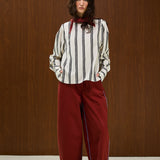 Cotton Round Neck Blouse With Back Button