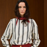 Cotton Round Neck Blouse With Back Button